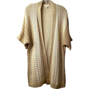 Coldwater Creek Women's Open Front Long Cardigan Neutral Brown/Tan Knit Size L
